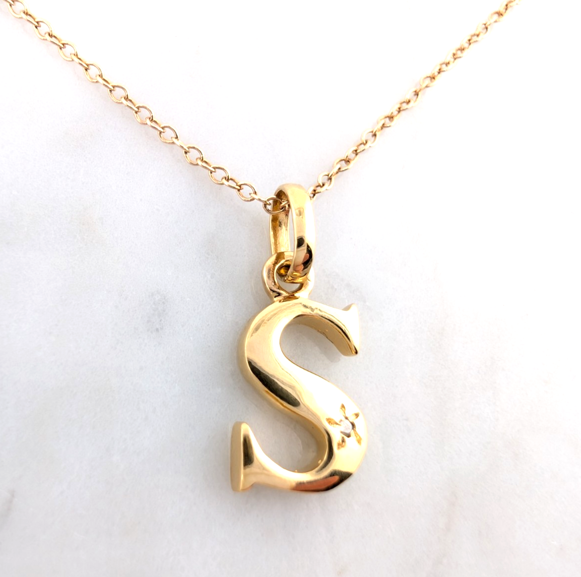 Sterling Silver 925 18" Necklace Cable Inital Letter S R1043- CRN10 - Image 4