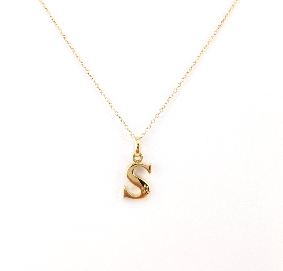 Sterling Silver 925 18" Necklace Cable Inital Letter S R1043- CRN10 - Image 5