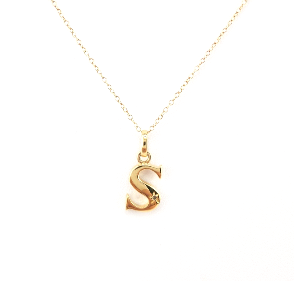 Sterling Silver 925 18" Necklace Cable Inital Letter S R1043- CRN10 - Image 7