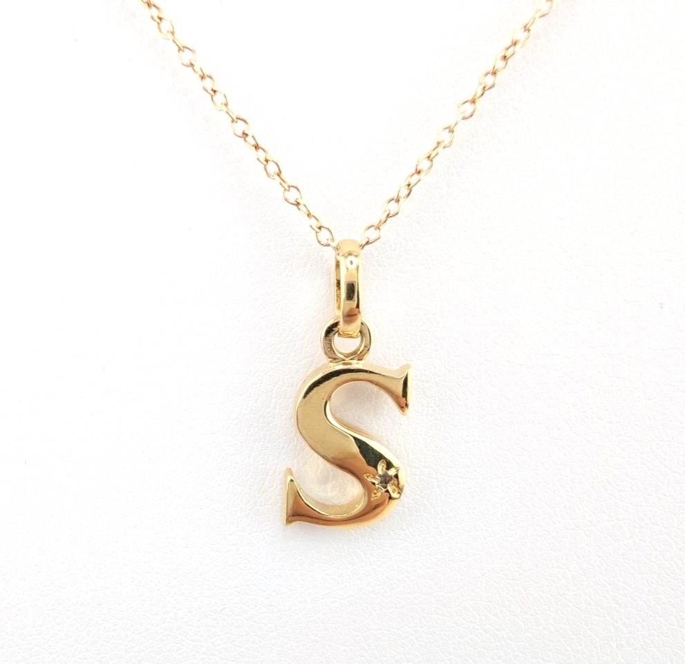 Sterling Silver 925 18" Necklace Cable Inital Letter S R1043- CRN10 - Image 8