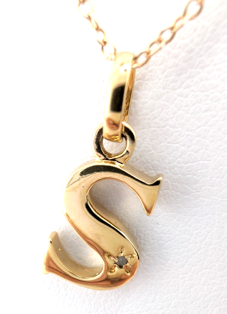 Sterling Silver 925 18" Necklace Cable Inital Letter S R1043- CRN10 - Image 9