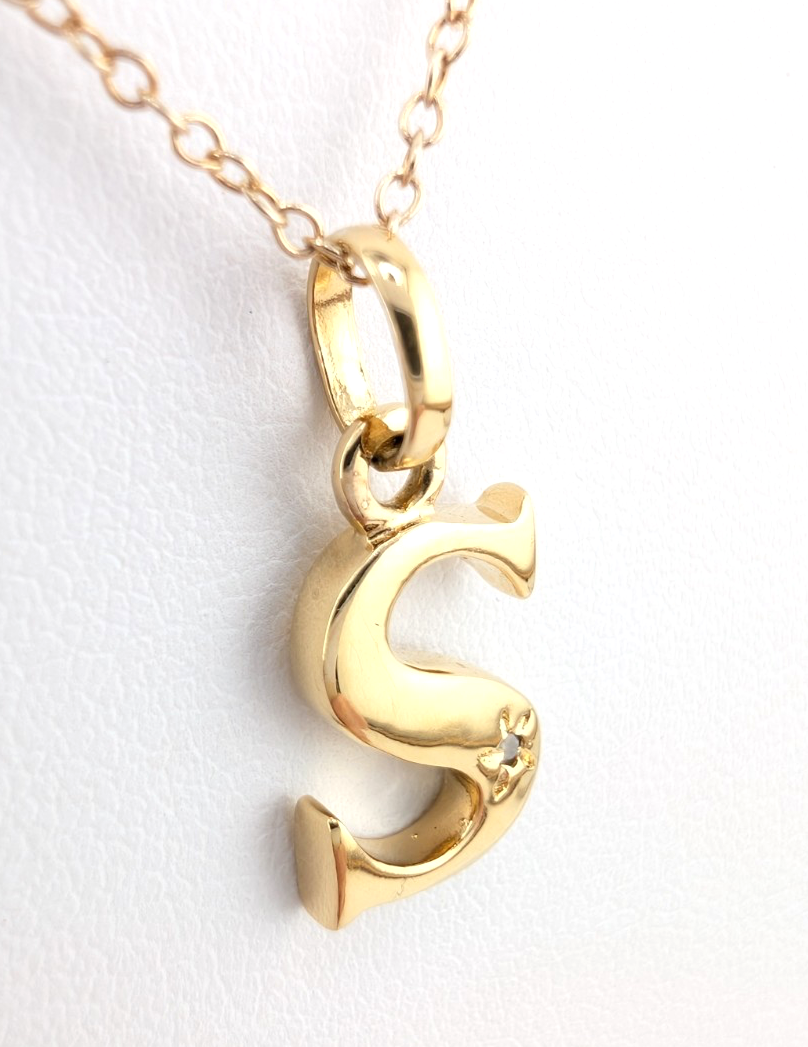 Sterling Silver 925 18" Necklace Cable Inital Letter S R1043- CRN10 - Image 10