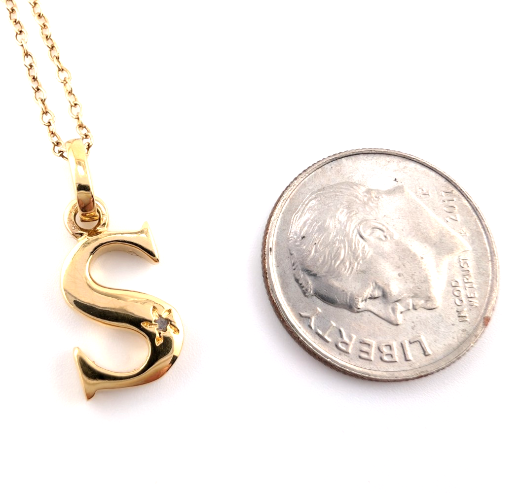 Sterling Silver 925 18" Necklace Cable Inital Letter S R1043- CRN10 - Image 17