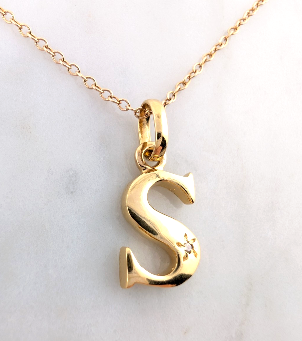 Sterling Silver 925 18" Necklace Cable Inital Letter S R1043- CRN10 - Image 18