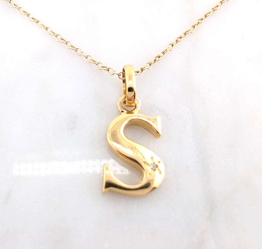 Sterling Silver 925 18" Necklace Cable Inital Letter S R1043- CRN10 - Image 19