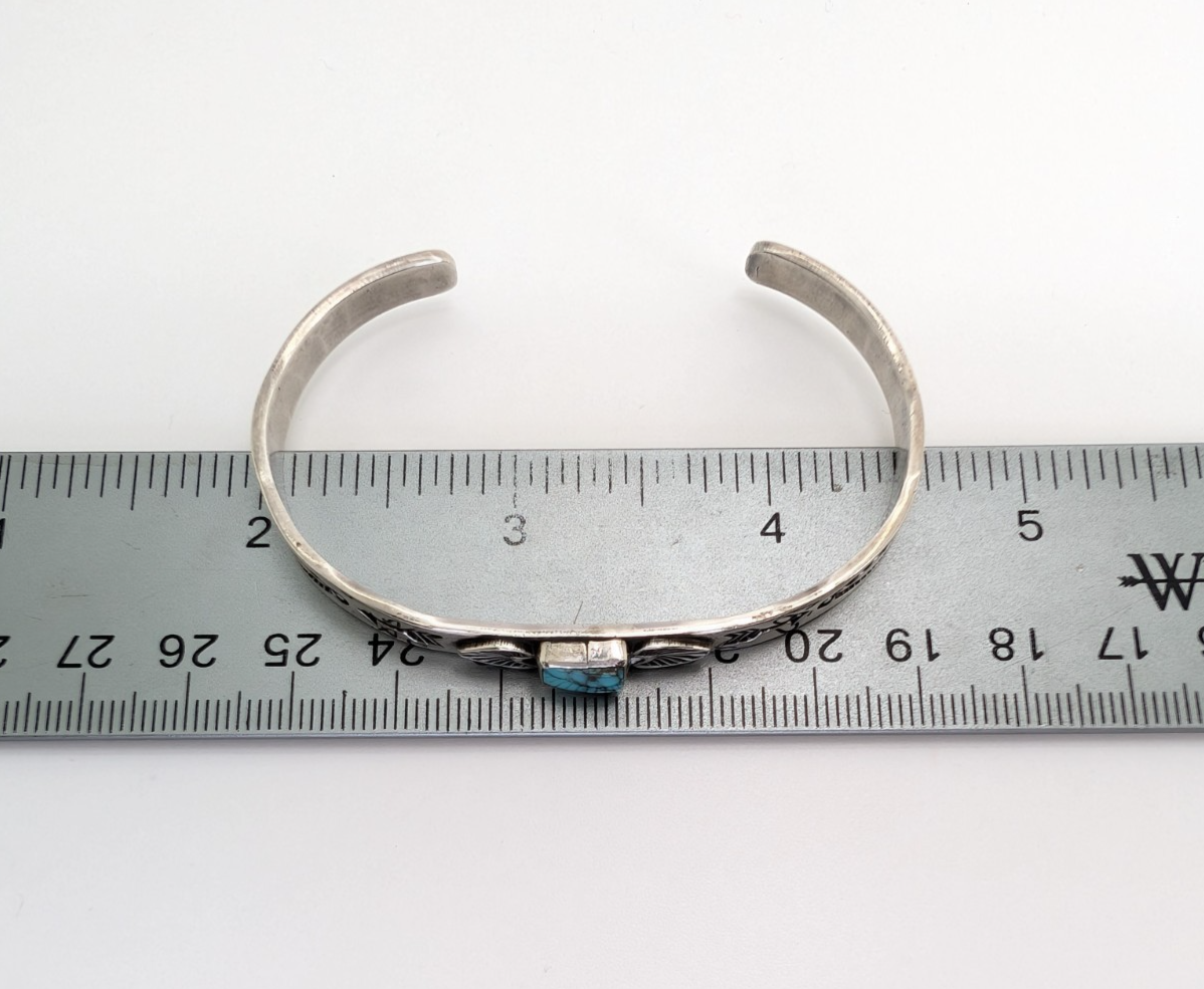 A. Jake Sterling Silver 925 Turquoise Stamped Cuff Bracelet 11326 - Image 7