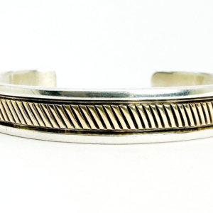 S Morgan Sterling Silver 925 Silver 14K Gold accent Cuff 7" Bracelet 10293