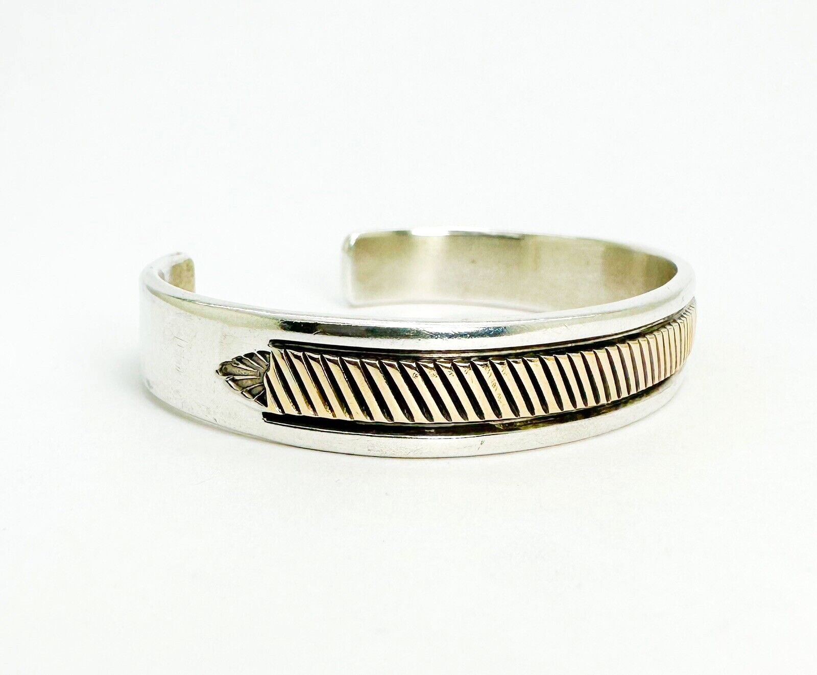 S Morgan Sterling Silver 925 Silver 14K Gold accent Cuff 7" Bracelet 10293 - Image 2