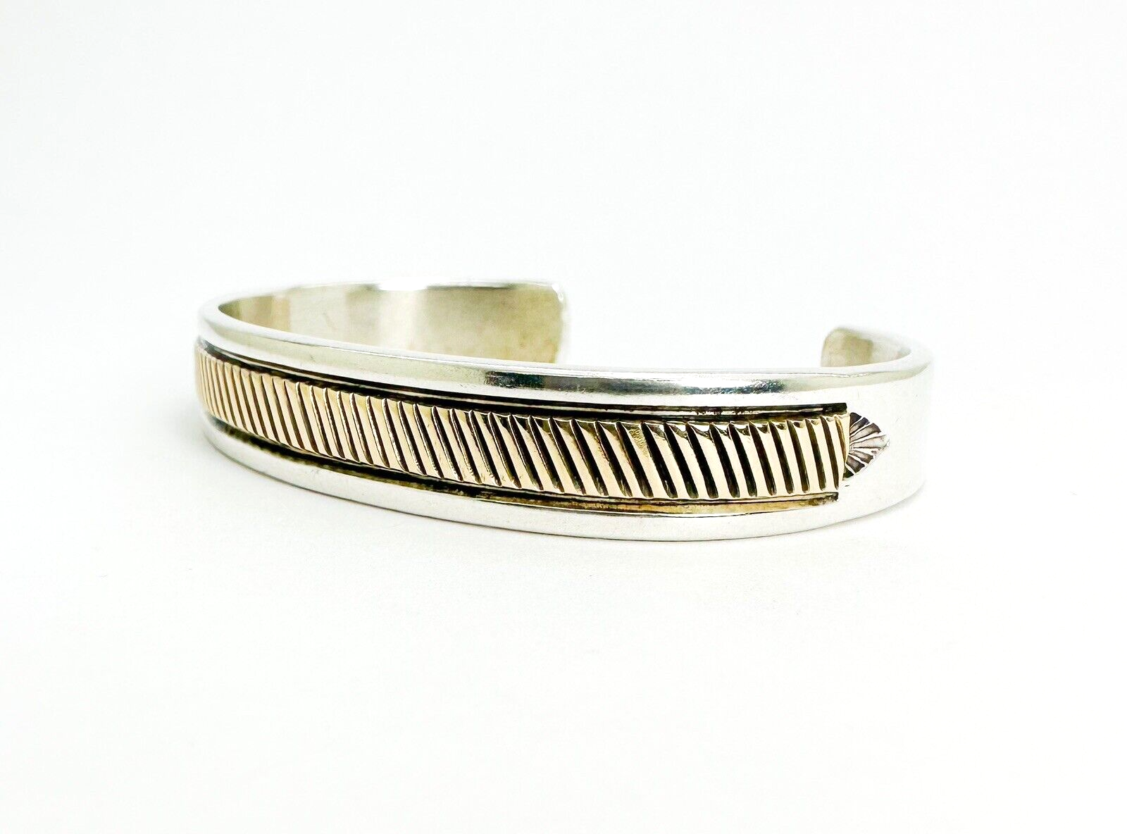 S Morgan Sterling Silver 925 Silver 14K Gold accent Cuff 7" Bracelet 10293 - Image 4