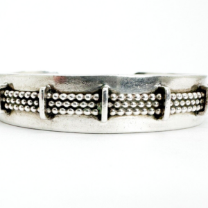 Juan Willie Sterling Silver 925 Large 7.5" Solid Beaded Cuff Bracelet 10294