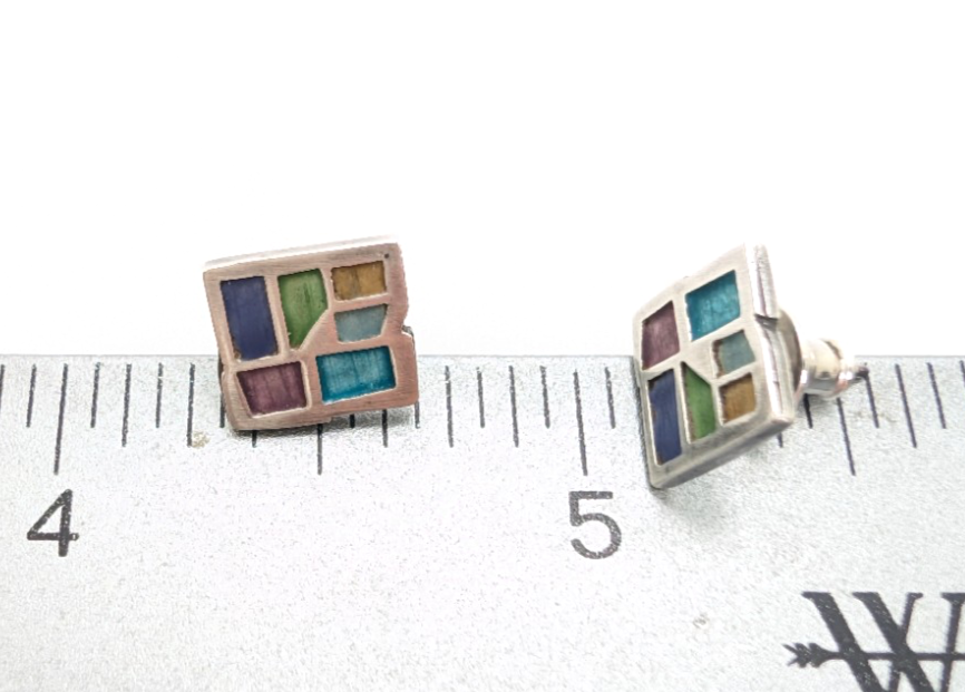 Sterling Silver 925 Earrings Wright Mosaic Earrings 12220 - Image 14