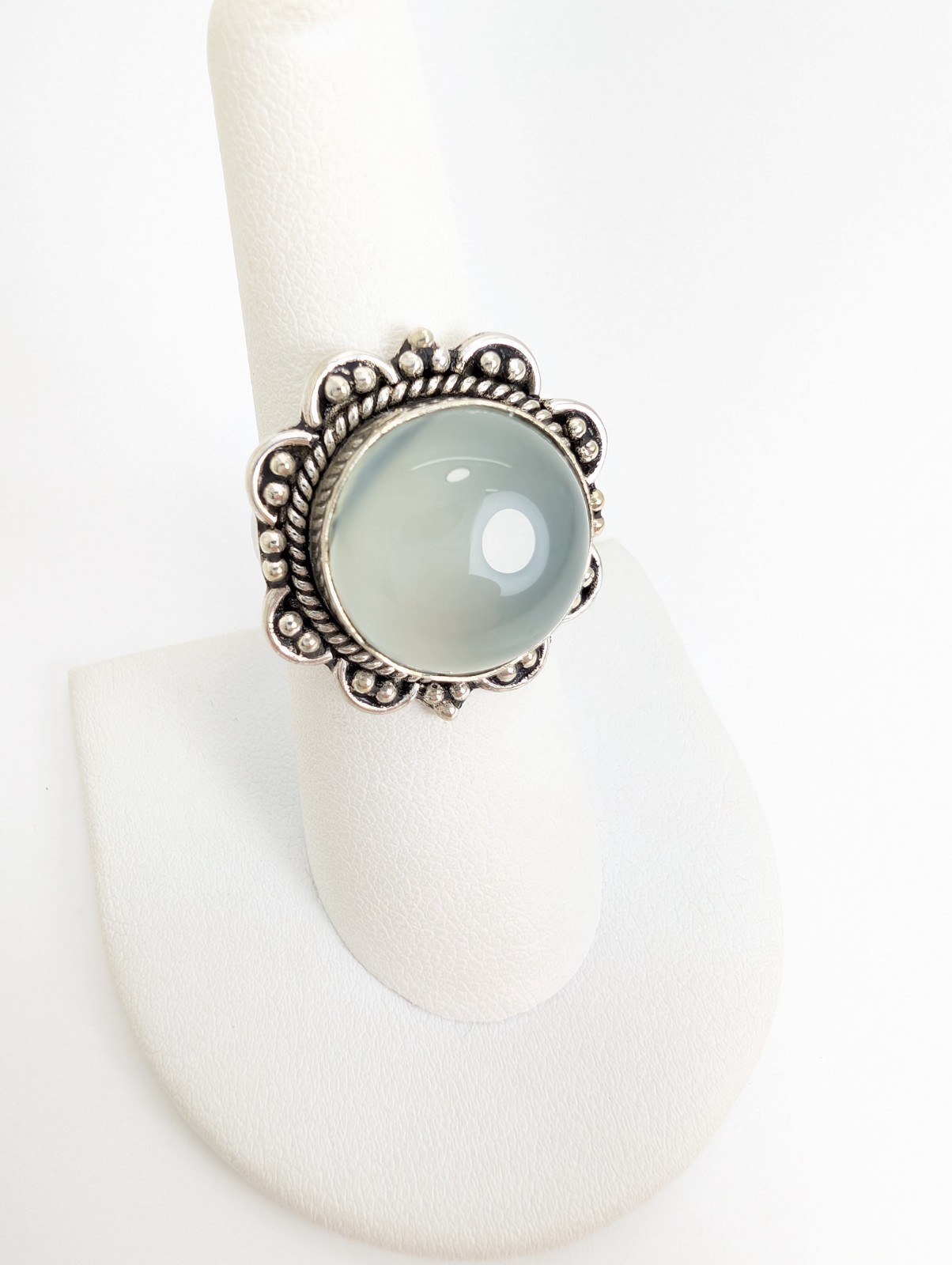Sterling Silver 925 Bali Style Quartz Cabochon Ring 13594 - Image 14