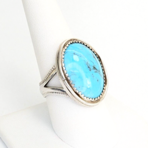 Signed RSM Sterling Silver 925 Native American Turquoise Ring O751