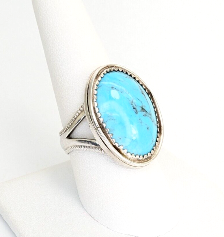 Signed RSM Sterling Silver 925 Native American Turquoise Ring O751