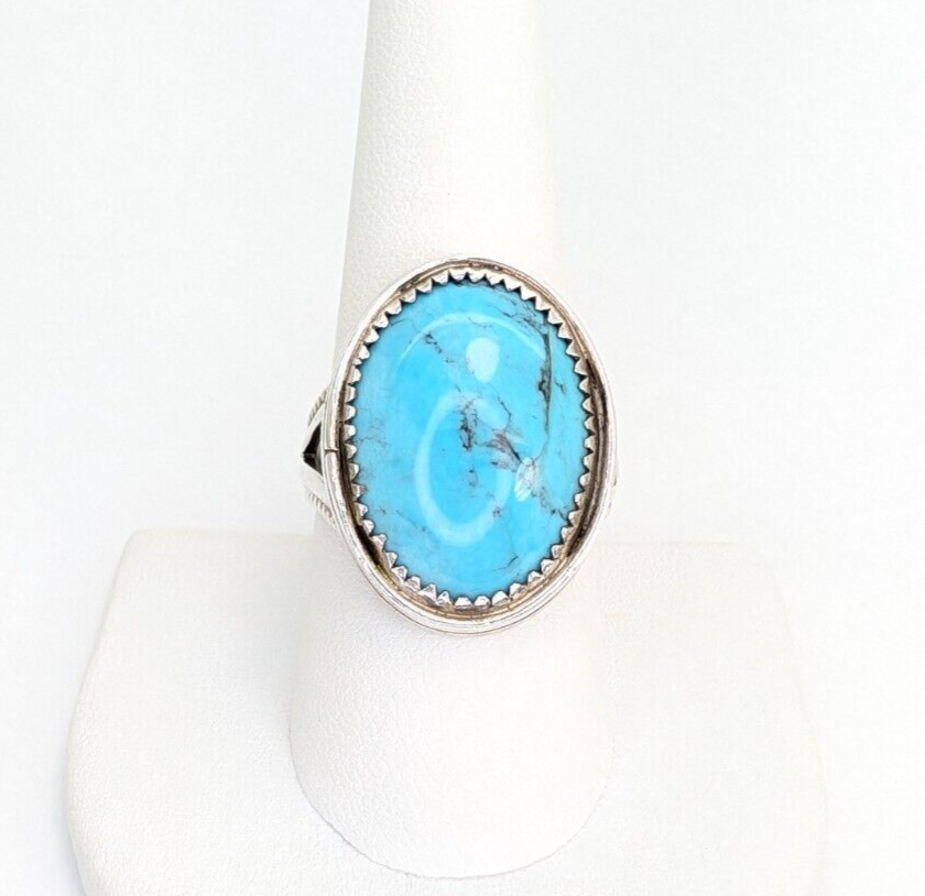 Signed RSM Sterling Silver 925 Native American Turquoise Ring O751 - Image 2