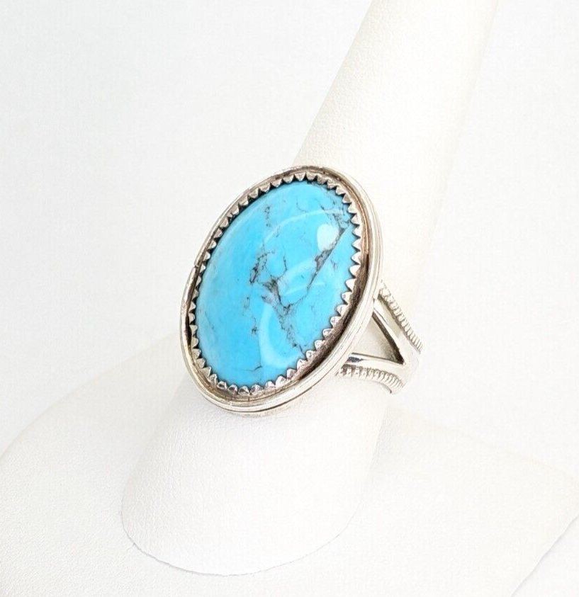 Signed RSM Sterling Silver 925 Native American Turquoise Ring O751 - Image 3