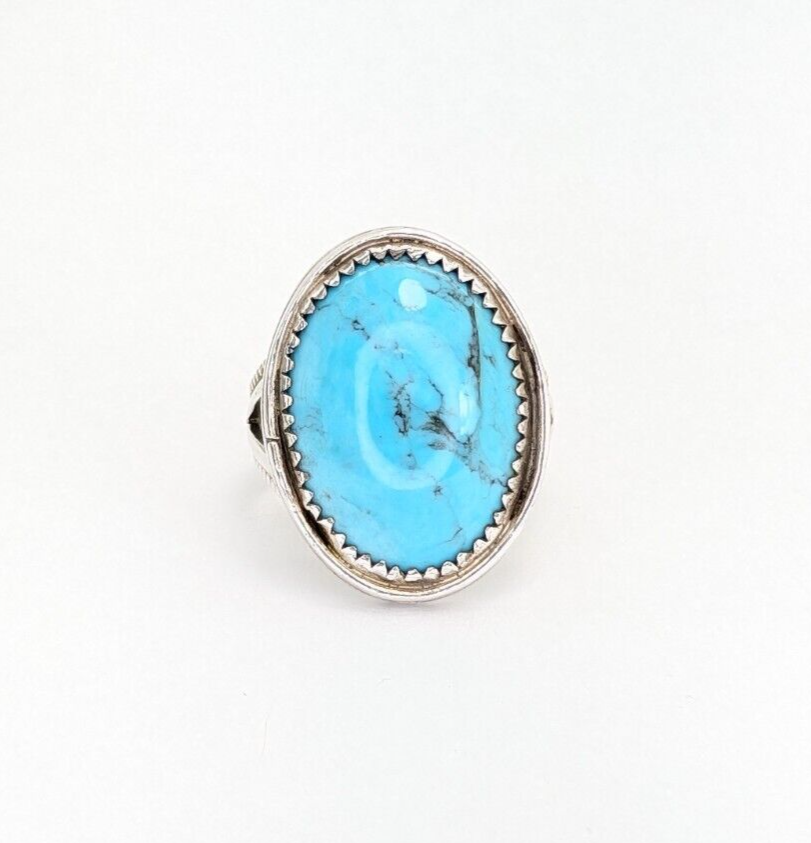 Signed RSM Sterling Silver 925 Native American Turquoise Ring O751 - Image 4