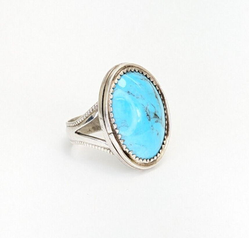 Signed RSM Sterling Silver 925 Native American Turquoise Ring O751 - Image 5