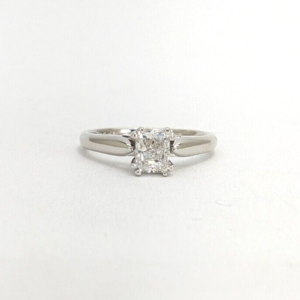 14K White Gold .57ct Diamond Radiant Solitaire Engagement Ring N639