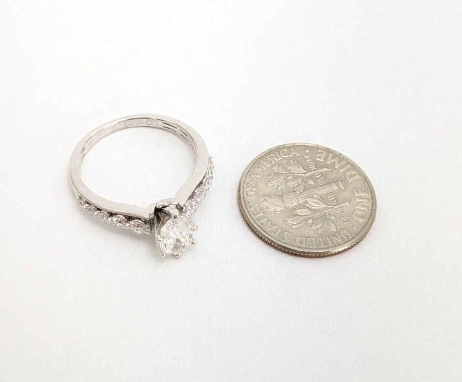 14K White Gold .58ct Pear Center Diamond with Side Stones Engagement Ring N601 - Image 7