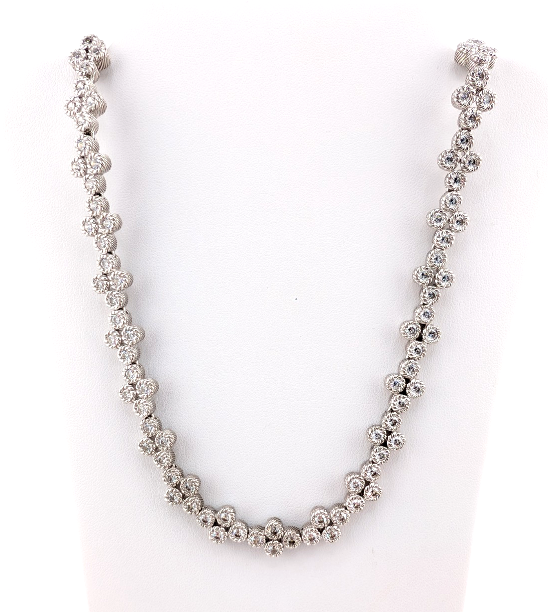 Judith Ripka Sterling Silver 925 Clear Gemstone Clover Tennis Necklace OAK883 - Image 3