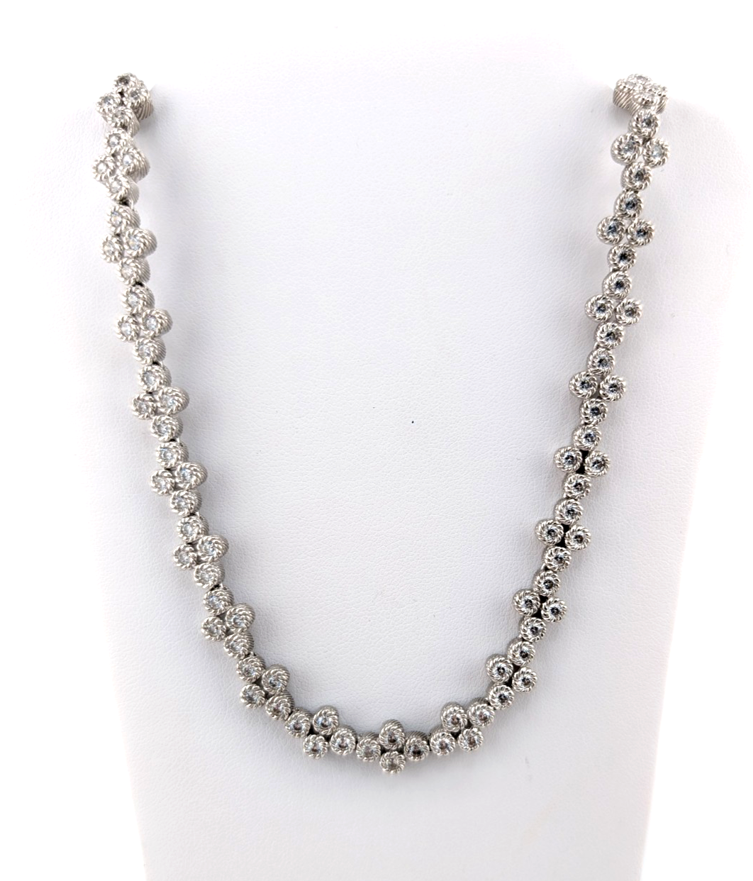 Judith Ripka Sterling Silver 925 Clear Gemstone Clover Tennis Necklace OAK883 - Image 4