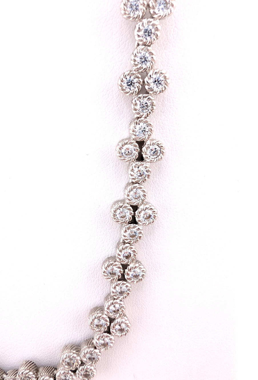 Judith Ripka Sterling Silver 925 Clear Gemstone Clover Tennis Necklace OAK883 - Image 5