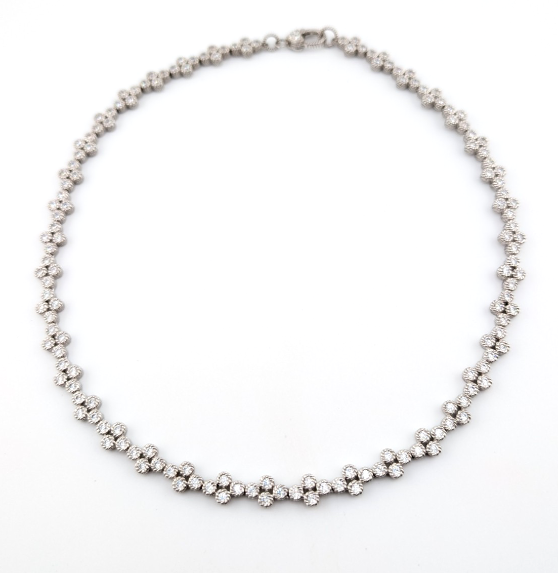 Judith Ripka Sterling Silver 925 Clear Gemstone Clover Tennis Necklace OAK883 - Image 6