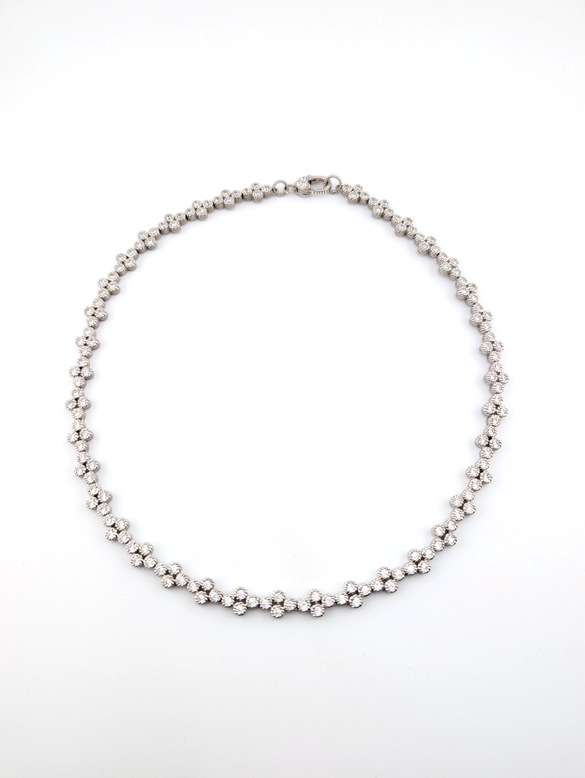 Judith Ripka Sterling Silver 925 Clear Gemstone Clover Tennis Necklace OAK883 - Image 7