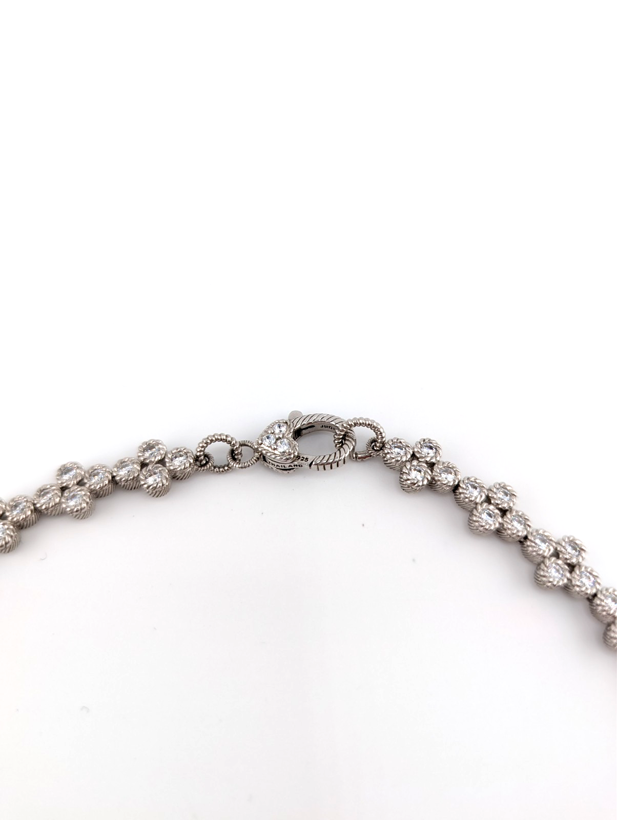 Judith Ripka Sterling Silver 925 Clear Gemstone Clover Tennis Necklace OAK883 - Image 9