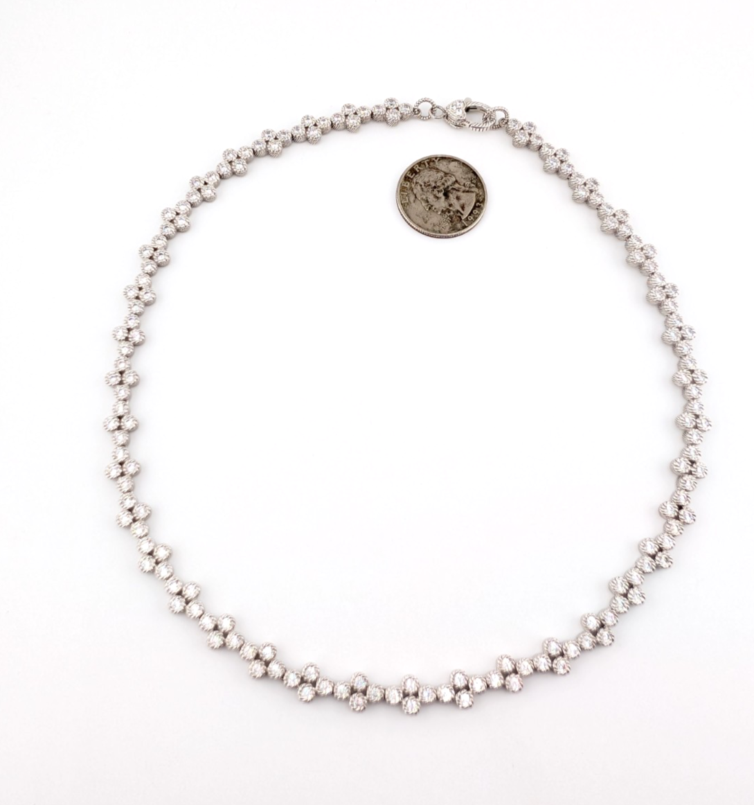 Judith Ripka Sterling Silver 925 Clear Gemstone Clover Tennis Necklace OAK883 - Image 15