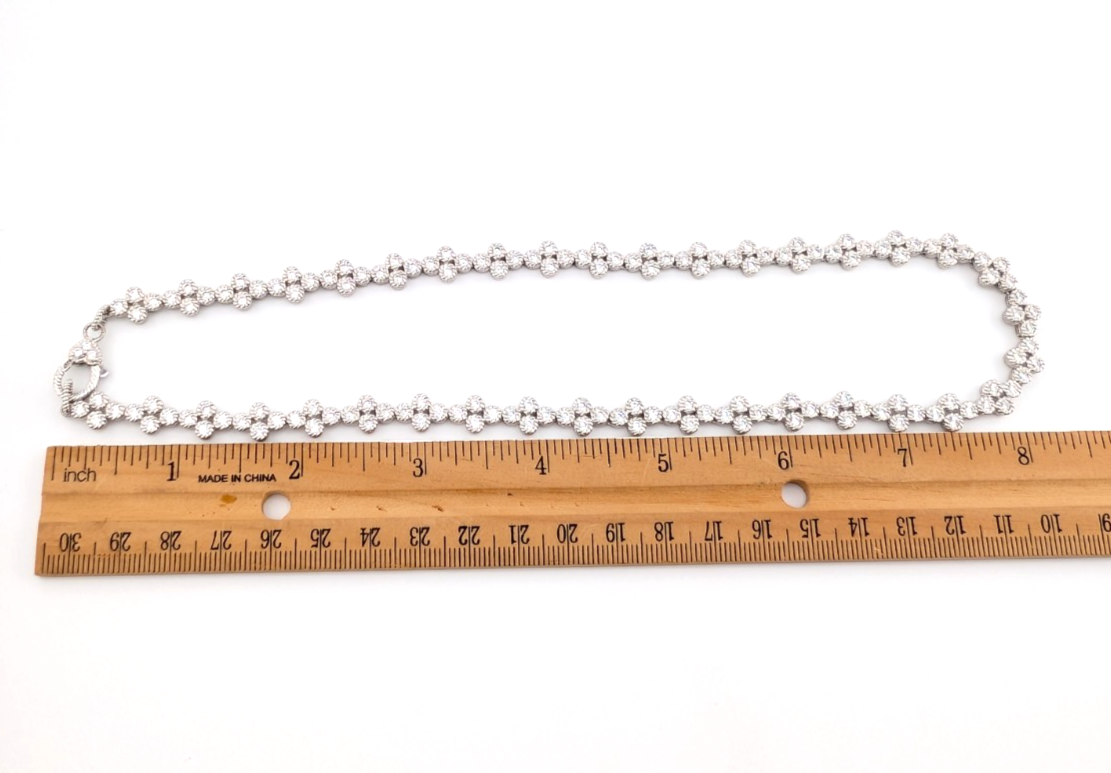 Judith Ripka Sterling Silver 925 Clear Gemstone Clover Tennis Necklace OAK883 - Image 16