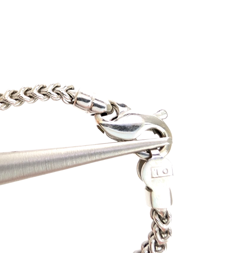 14K White & Yellow Gold Two Tone Wheat Station Bracelet FOX2039 - Image 6
