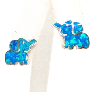 Sterling Silver 925  Earrings opal elephant motif R798- FOX1725