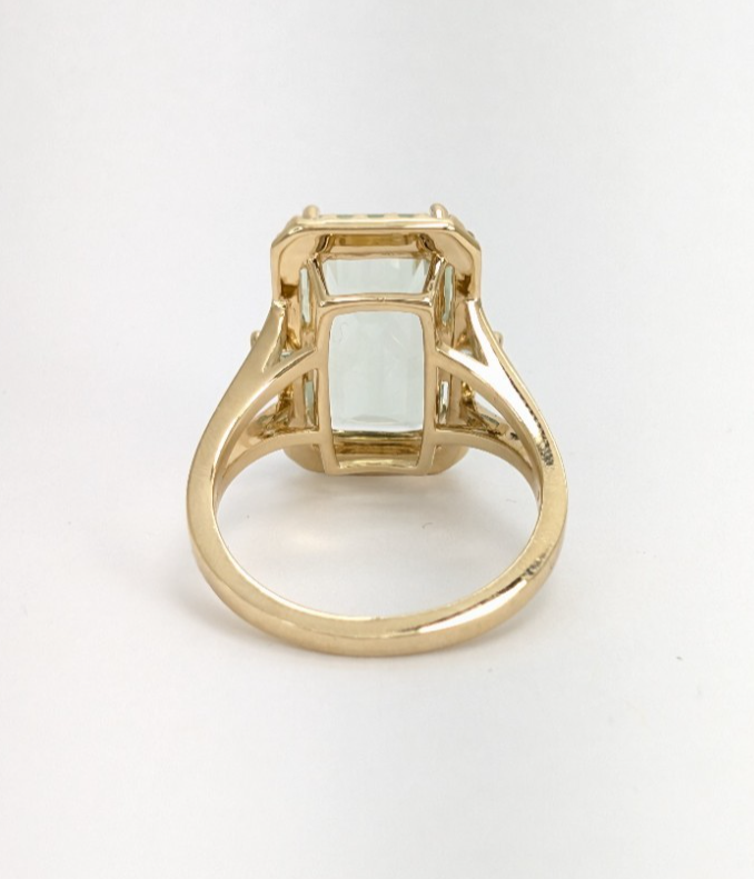 14K Gold Prasiolite Blue Topaz & Diamond Accent Gemstone Cocktail Ring FOX1852 - Image 9