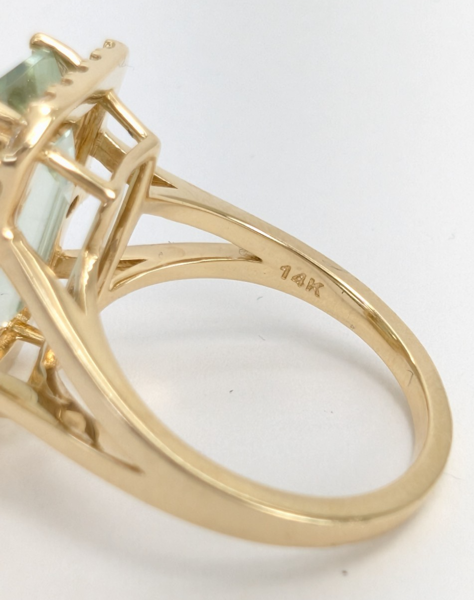 14K Gold Prasiolite Blue Topaz & Diamond Accent Gemstone Cocktail Ring FOX1852 - Image 10
