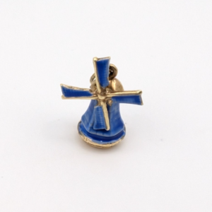 14K Yellow Gold Vintage Blue White Windmill Charm Pendant 20388
