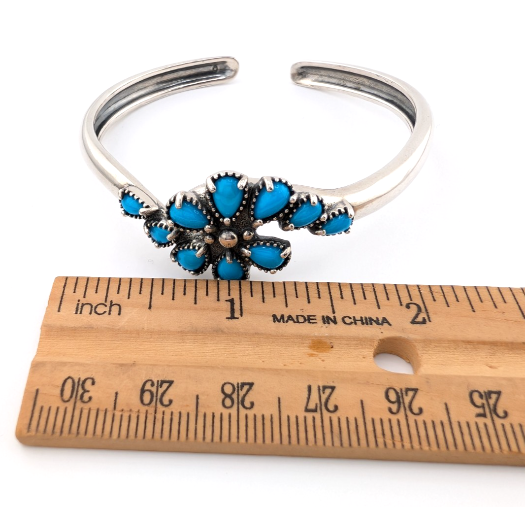 Sterling Silver 925 Pollack Sleeping Beauty Turquise Cuff Bracelet 17277 - Image 9