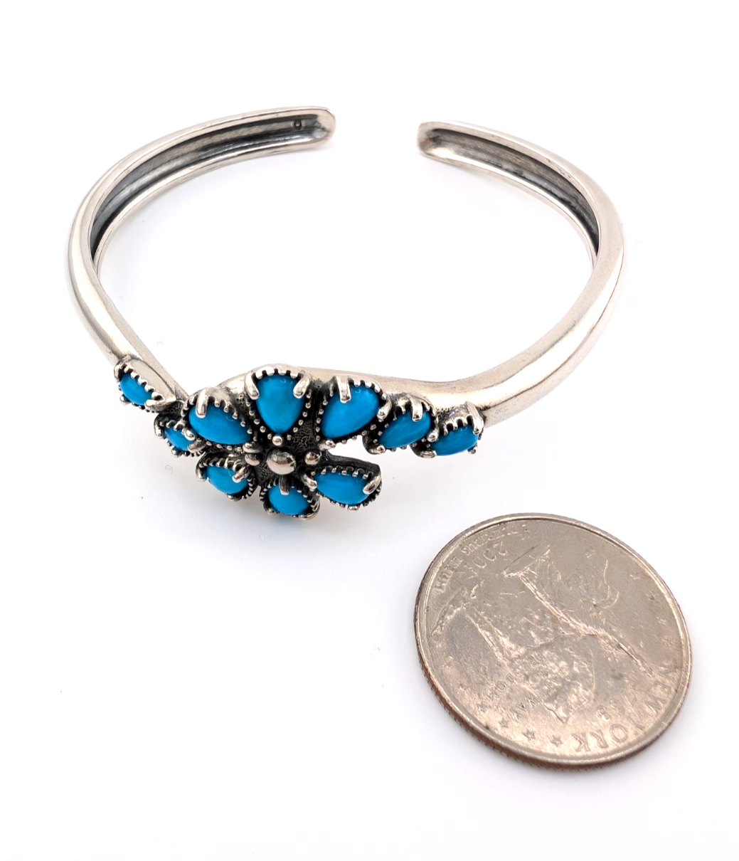 Sterling Silver 925 Pollack Sleeping Beauty Turquise Cuff Bracelet 17277 - Image 11