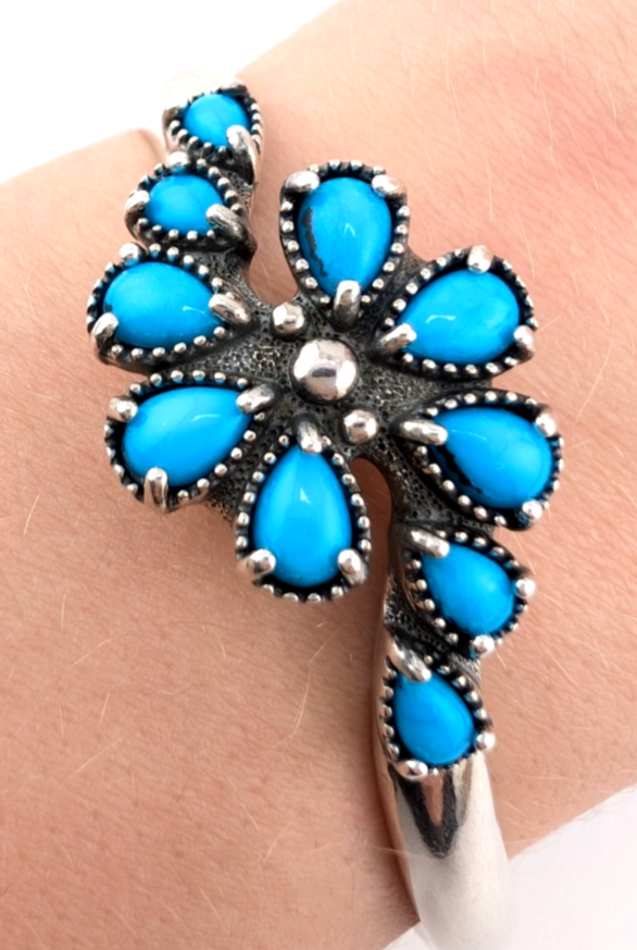 Sterling Silver 925 Pollack Sleeping Beauty Turquise Cuff Bracelet 17277 - Image 14