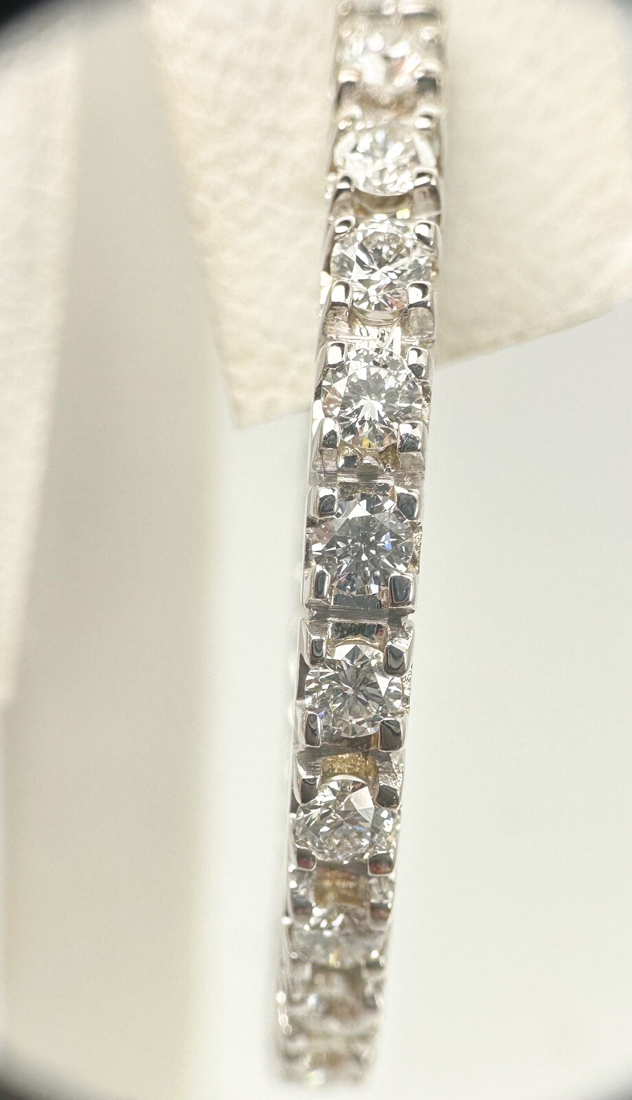 18K White Gold 2 ctw Inside Outside 1 inch Diamond Hoop Earrings L416 - Image 6
