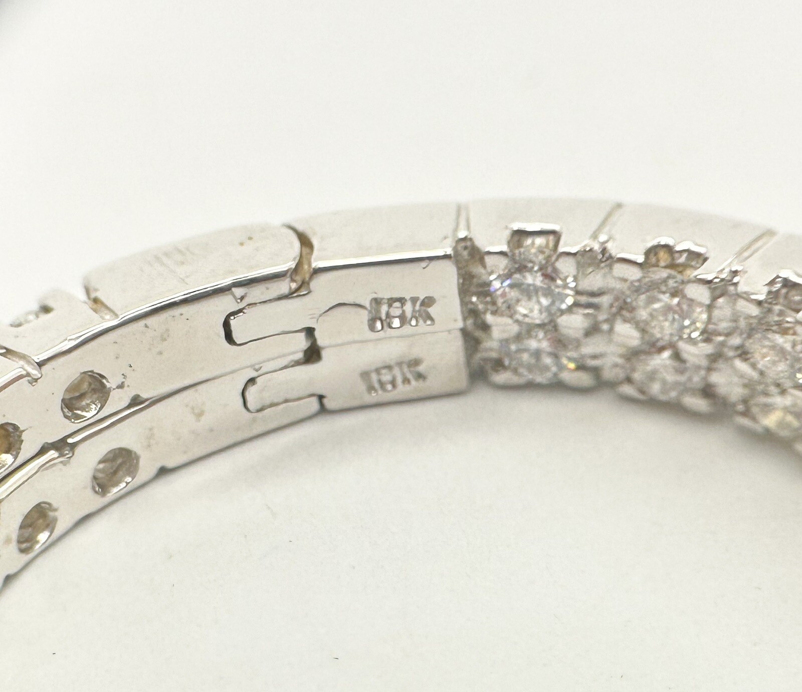 18K White Gold 2 ctw Inside Outside 1 inch Diamond Hoop Earrings L416 - Image 8