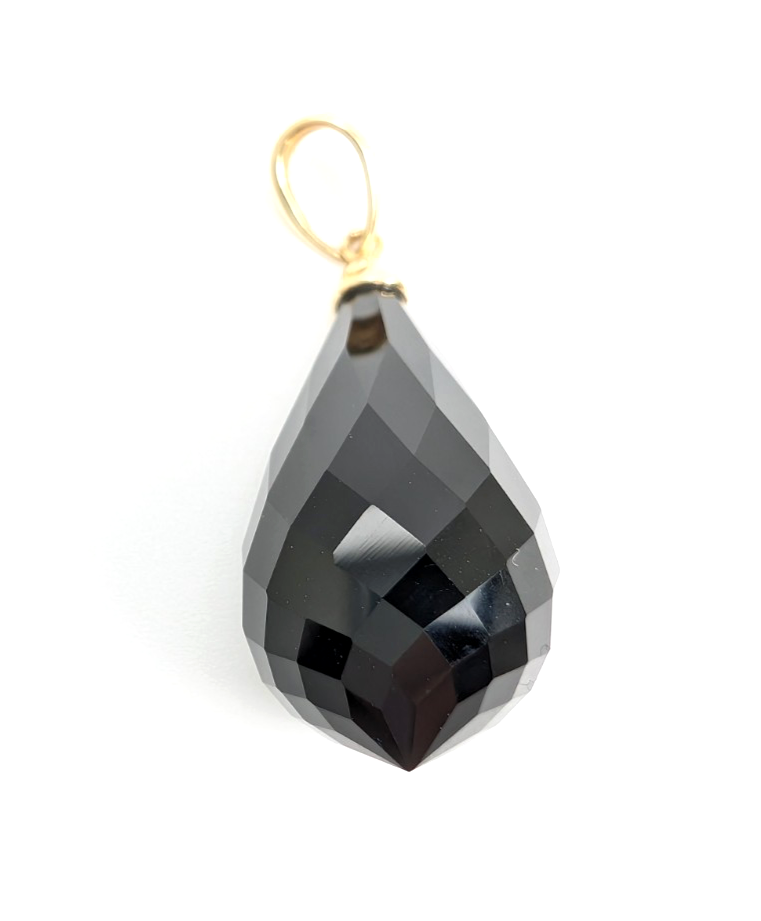 14K Gold 1.5" Pendant Onyx Pendant P977- OAK381