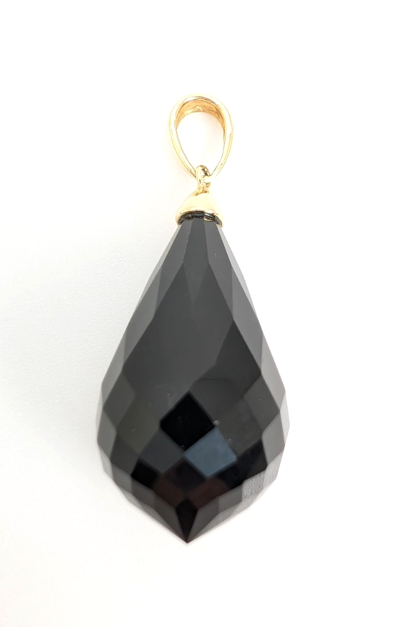 14K Gold 1.5" Pendant Onyx Pendant P977- OAK381 - Image 2