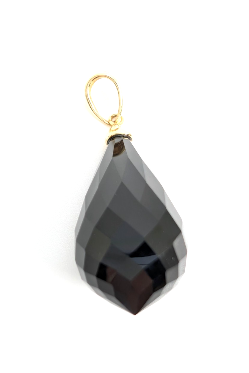 14K Gold 1.5" Pendant Onyx Pendant P977- OAK381 - Image 4