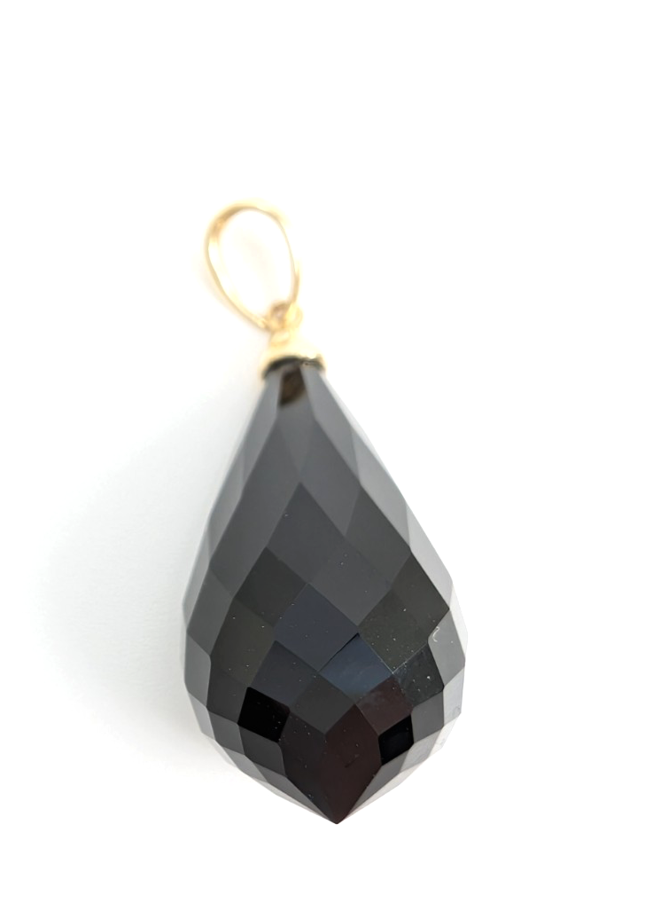 14K Gold 1.5" Pendant Onyx Pendant P977- OAK381 - Image 5