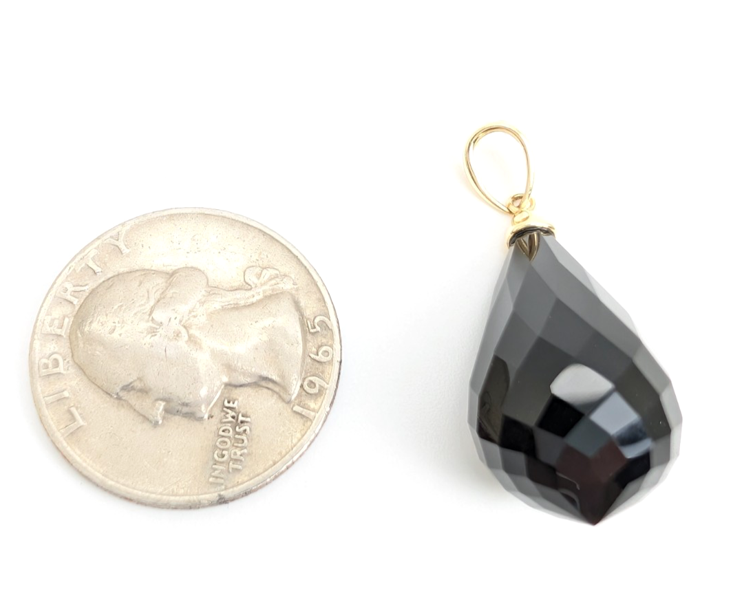 14K Gold 1.5" Pendant Onyx Pendant P977- OAK381 - Image 6