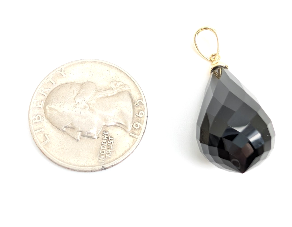 14K Gold 1.5" Pendant Onyx Pendant P977- OAK381 - Image 7