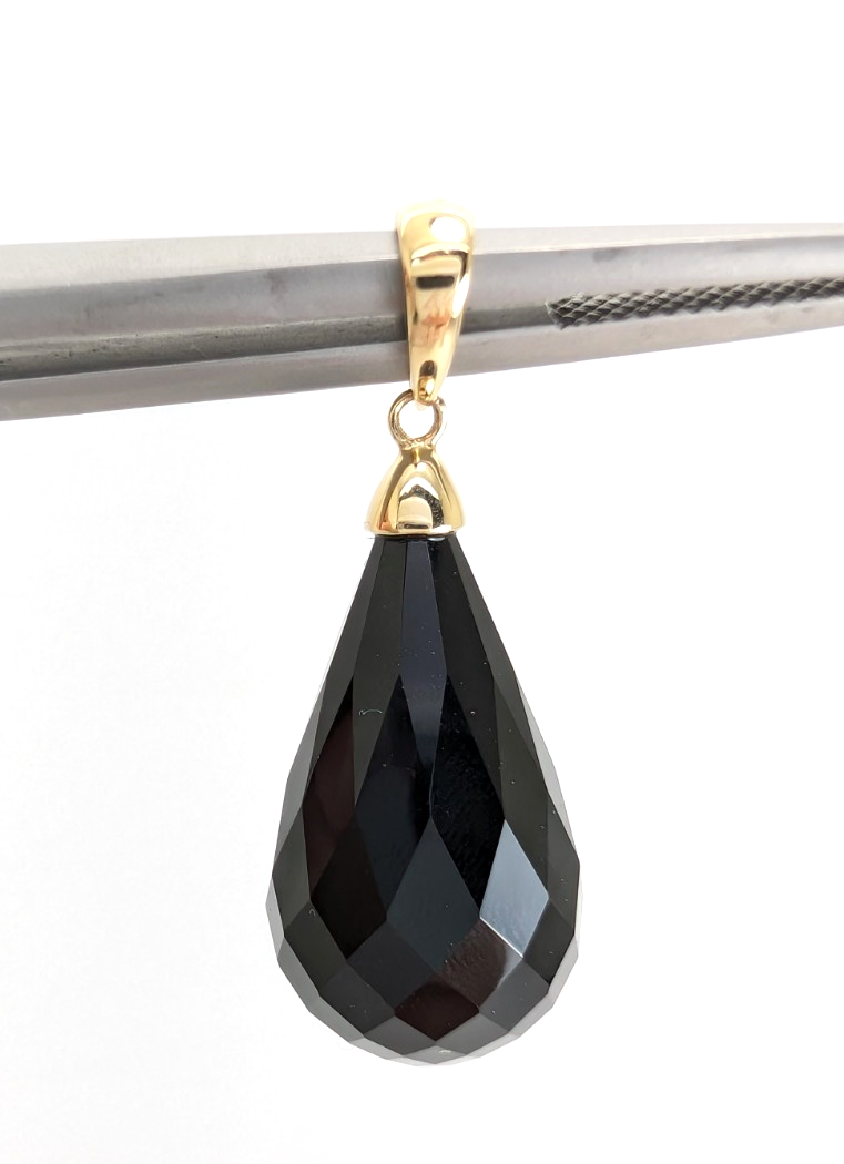 14K Gold 1.5" Pendant Onyx Pendant P977- OAK381 - Image 8