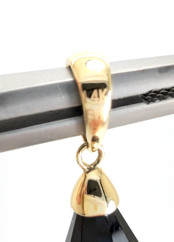 14K Gold 1.5" Pendant Onyx Pendant P977- OAK381 - Image 10